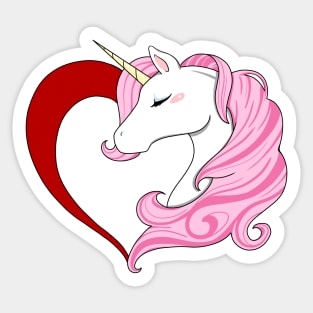 Pink Heart Unicorn Sticker